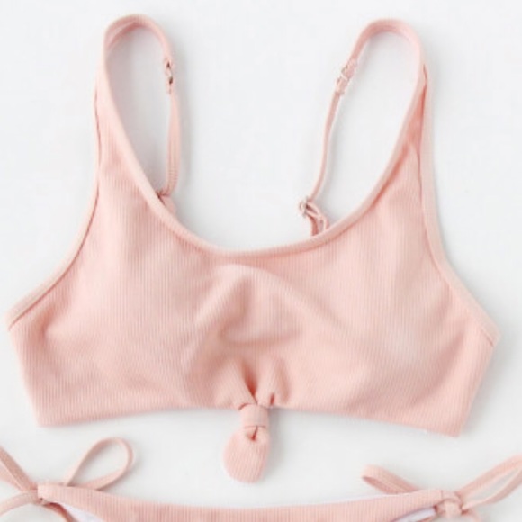 🆕Blush pink knot front tie ribbed bikini set - Picture 4 of 7
